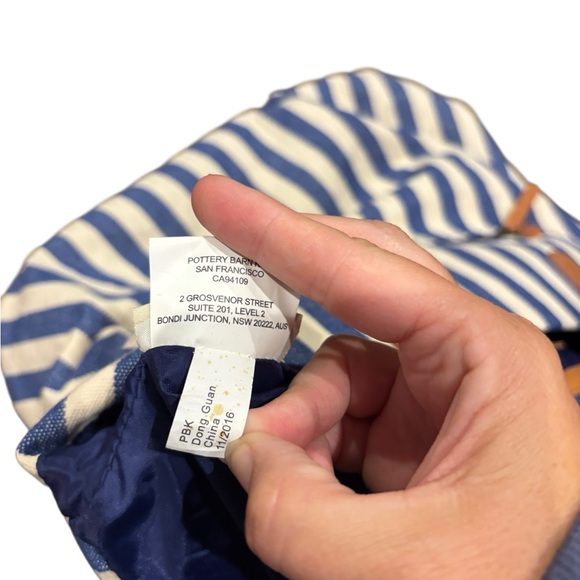 Pottery Barn Kids Striped Mason Diaper Tote Bag pockets canvas - Picture 7 of 12